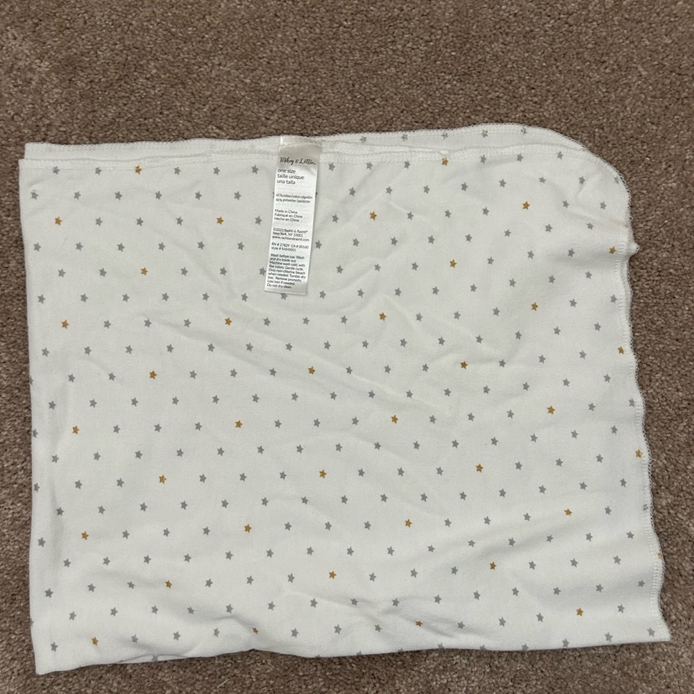Baby's Only White Star Print Swaddle Blanket - Gold & Gray Stars